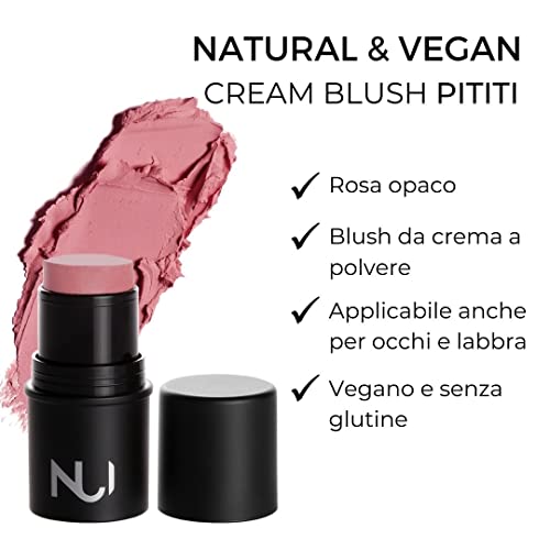 NUI Cosmetics Natural Cream Blush PITITI - Pura cosmética natural vegana, sin gluten - un rosa mate que se adapta a todos los tonos de piel.