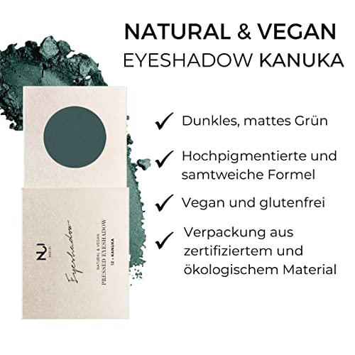 NUI Cosmetics - Pura cosmética natural vegana, sin gluten - Natural Pressed Eyeshadow 12 KANUKA - verde oscuro, mate - Sombra de ojos