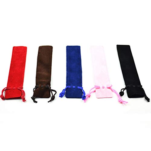 Nuobesty - Estuche de terciopelo para lápices, portalápices individual, estuche, bolígrafo, protectora, bolsas de regalo, 20 unidades (negro rojo café azul rosa), color Nero Rosso Caffè Blu Rosa 20pcs