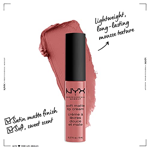 NYX Professional Makeup Pintalabios Soft Matte Lip Cream, Acabado cremoso mate, Color ultrapigmentado, Larga duración, Tono: Shanghai