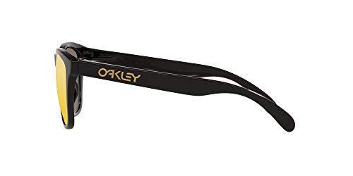 Oakley Men's OO9245 Frogskins Asian Fit Rectangular Sunglasses, Polished Black/Prizm 24K Polarized, 54mm