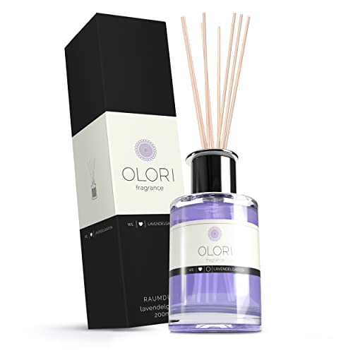 Olori Ambientador de hogar Mikado - Difusor de Varillas  - Lavanda, 200ml - Natural, de Larga duración 3-6 Meses, con aceites Esenciales