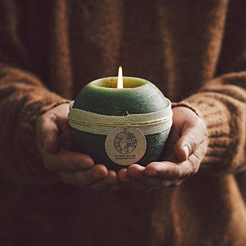 OM HOME Velas Perfumadas Sin Humo, Vela Aromática de Matcha, Velas Naturales con 30 Horas de Quema, Vela Grande Hecho a Mano en Forma de Manzana