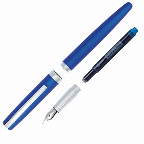 Online - Eleganza | Pluma Estilográfica de Tinta Azul con Caja de Regalo - Pluma de Metal con Superficie Mate Color Azul