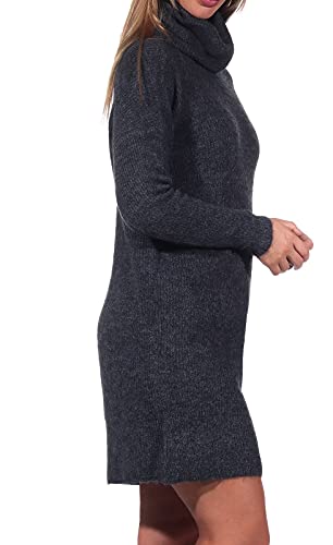 Only Onljana L/s Cowlneck Dress Wool Knt Vestido, Gris (Dark Grey Melange Dark Grey Melange), 40 (Talla del Fabricante: Medium) para Mujer