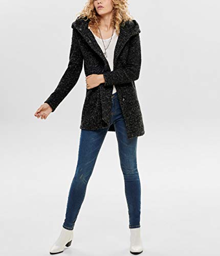 ONLY Onlsedona Boucle Wool Coat Otw Noos Abrigo, Negro (Black Detail:Melange), XL para Mujer