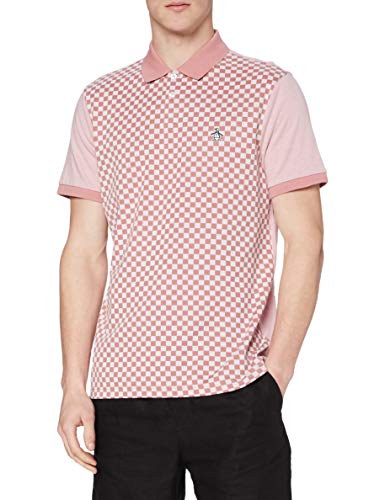 ORIGINAL PENGUIN Jacquard Checkered Polo Shirt, 678 Rosa polvorienta, M para Hombre