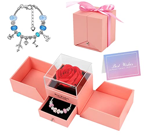 Oryidr Juego de Rosas Eternas,Regalo Cumpleaños Mujer,Rosa Eterna Hecha a Mano para el Pulsera para Mujer Creativa ,Regalo de San Valentín, Cumpleaños Mejor Regalo Navidad