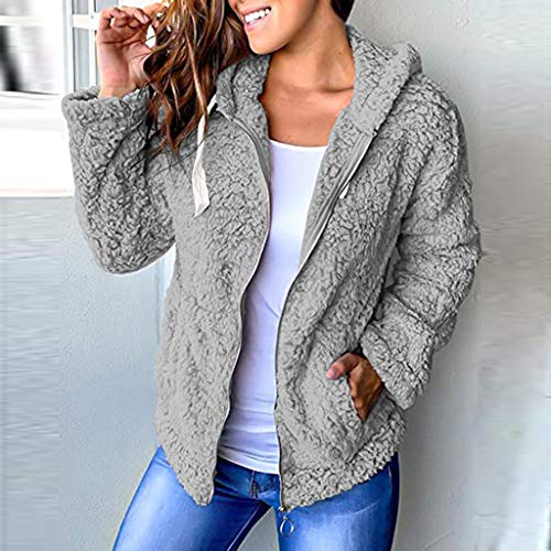 Overdose 2019 Nuevas Mujeres Chaqueta OtoñO Manga Larga Gruesa Sudadera con Cremallera Abierta Abrigo De Punto Capa Chaqueta De Invierno Abrigos Mujer Invierno Rebajas (Large, Gris)