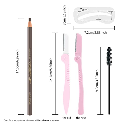 Ownest 6Pcs Pull Cord Peel-off Eyebrow Pencil Tattoo Tattoo Makeup and Microblading Supplies Set for Marking, Filling and Outlining, Waterproof and Durable Lápiz de cejas permanente-Marrón claro