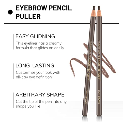 Ownest 6Pcs Pull Cord Peel-off Eyebrow Pencil Tattoo Tattoo Makeup and Microblading Supplies Set for Marking, Filling and Outlining, Waterproof and Durable Lápiz de cejas permanente-Marrón claro