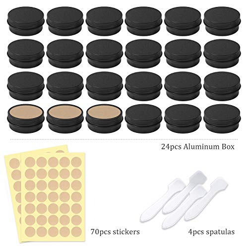 PAMIYO 24 botes vacíos de aluminio de 15 ml para bálsamo de labios, loción, crema, máscaras, velas pequeñas, cosméticos.