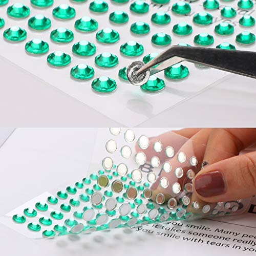 Pegatinas Autoadhesivas de Diamantes de imitación, 3300 piezas de cristal en 4 tamaños 20 colores Gemas Pegatinas para manualidades, cuerpo, maquillaje, bricolaje, festivales, carnaval, color2