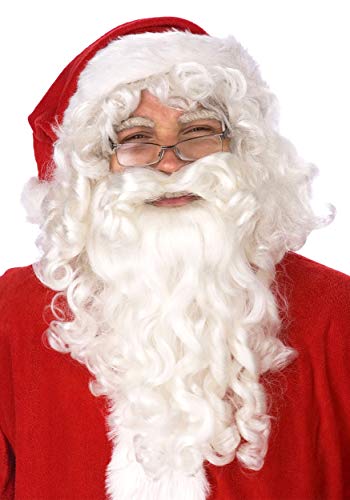 Peluca con barba de Papá Noel, barba, cejas, gafas, color blanco, disfraz de Papá Noel, para hombre, mujer, niños, Papá Noel, Ruprecht, Dios, Carnaval, Halloween, Cosplay, Navidad, disfraz, 037