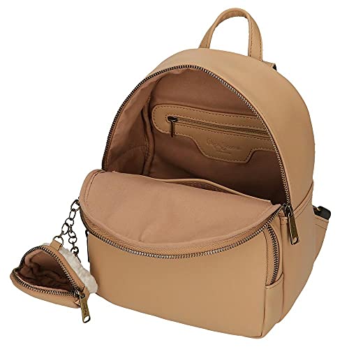 Pepe Jeans Bianca Mochila Casual Beige 19x26x10 cms Piel sintética 4,94L