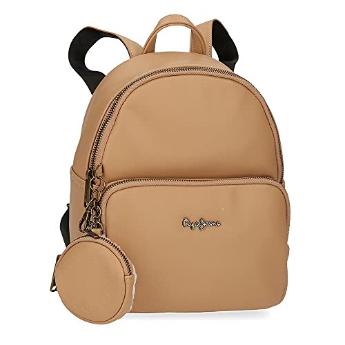 Pepe Jeans Bianca Mochila Casual Beige 19x26x10 cms Piel sintética 4,94L