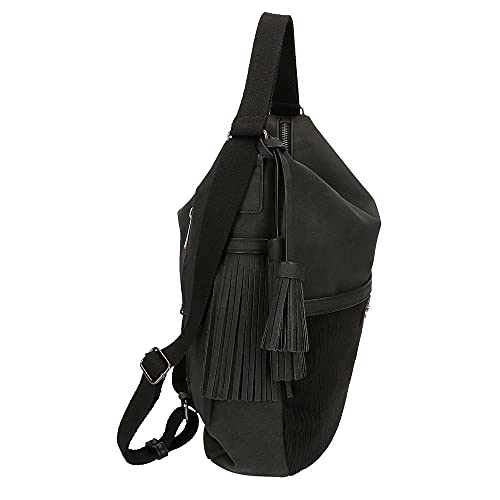 Pepe Jeans Cote Bolso Mochila Negro 35x34x8 cms Piel sintética