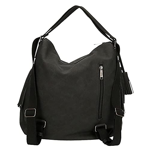 Pepe Jeans Cote Bolso Mochila Negro 35x34x8 cms Piel sintética