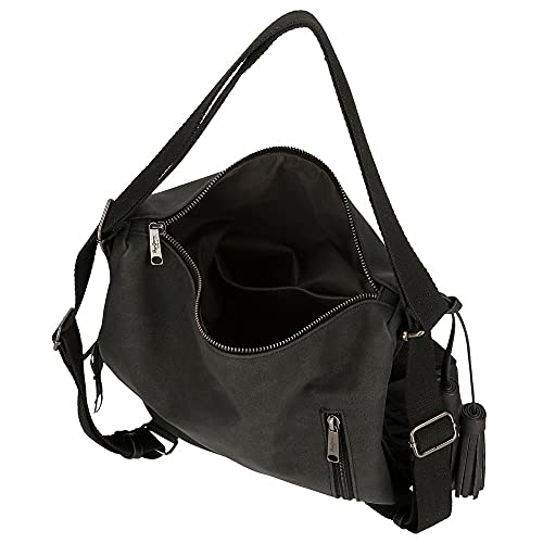 Pepe Jeans Cote Bolso Mochila Negro 35x34x8 cms Piel sintética