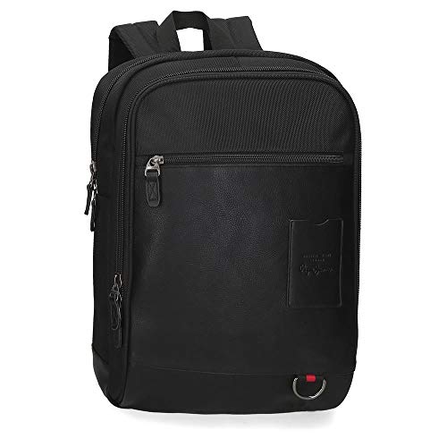 Pepe Jeans Counter Mochila para Portátil 15,6" Negro 28x40x14 cms Poliéster y PU 15,68L