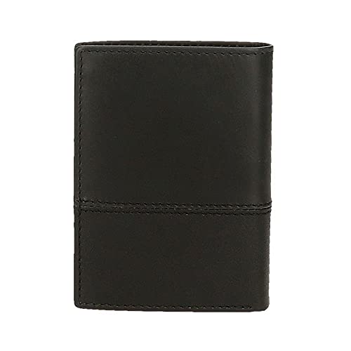 Pepe Jeans United Cartera vertical con monedero Negro 8,5x11,5x1 cms Piel