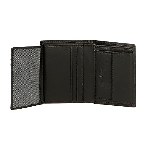 Pepe Jeans United Cartera vertical con monedero Negro 8,5x11,5x1 cms Piel