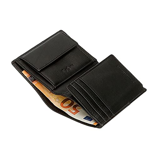 Pepe Jeans United Cartera vertical con monedero Negro 8,5x11,5x1 cms Piel