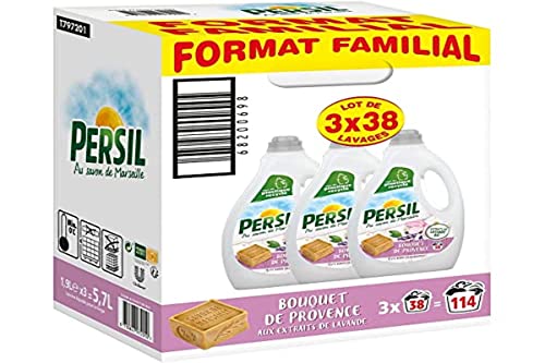 Persil - Detergente líquido Bouquet de Provence 114 lavados, 3 x 38 lavados, 5700 ml