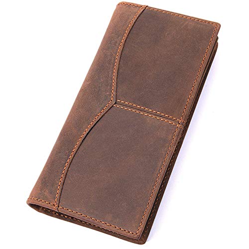 Personalizado Cartera Larga de Cuero de los Hombres de la Moda de la individuación Cartera de Cuero del Caballo Loco for los Hombres maduros Creativo (Color : Brown, Size : S)