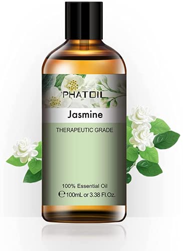 PHATOIL Aceites Esenciale de Jazmín 100 ml, 100% Naturales Puros, Aceite Esencial de Aromaterapia de Grado Terapéutico, Aceite Esenciales para Humidificador, Difusor, Regalos Perfectos