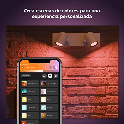 Philips Hue – Lámpara inteligente, Hue Argenta, Foco LED Inteligente, Luz Blanca y de Colores, Compatible con Alexa y Google Home, Color Blanco