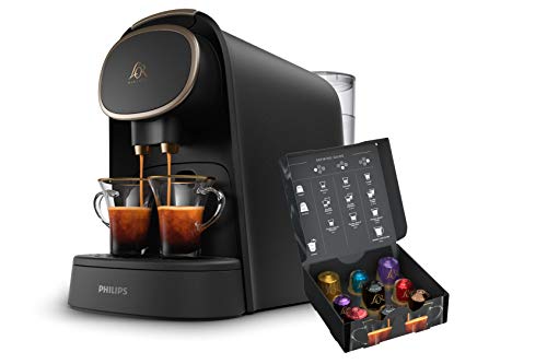 Philips L'OR Barista LM8016/90 - Cafetera compatible con cápsula individual/doble, 19 bares presión, depósito 1L, acabado Premium