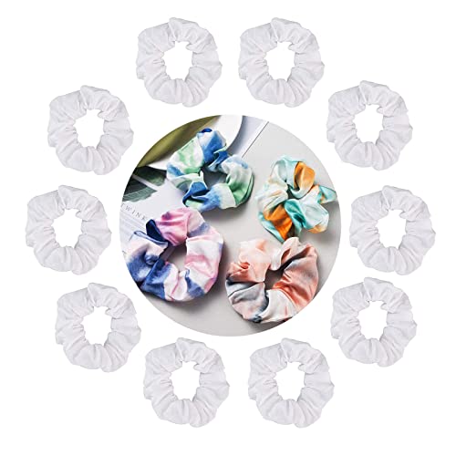 PhoenixDN 10 Pcs Scrunchies De Cuerdas Para El Pelo, Coleteros Blancos, gomas para el pelo Scrunchies de algodón, para Teñido anudado bricolaje, mujeres niñas accesorios para el cabello