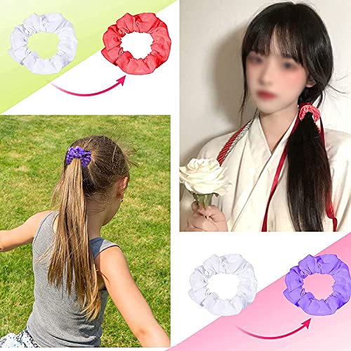 PhoenixDN 10 Pcs Scrunchies De Cuerdas Para El Pelo, Coleteros Blancos, gomas para el pelo Scrunchies de algodón, para Teñido anudado bricolaje, mujeres niñas accesorios para el cabello