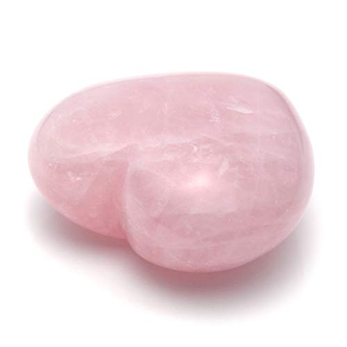 Piedra de cuarzo rosa de QGEM, con forma de corazón, curativa, de 45 mm 