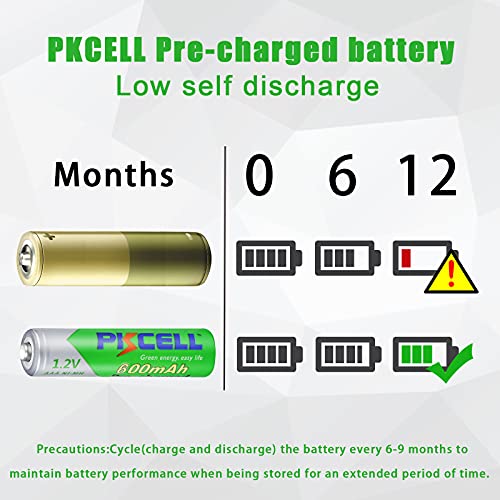 Pilas AAA Recargables Precargadas NIMH 1,2V 600mAh para Teléfono Fijo,Lámparas Solares,Paquete de 4,PKCELL