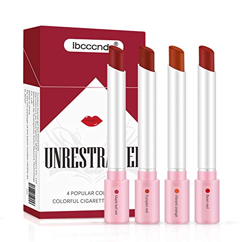 Pintalabios Mate en Forma de Cigarrillo, Barra de Labios Suave Hidratante de 4 Rojos, Lápiz de Labios Líquido Impermeable Duradero, Lápices de Maquillaje de Terciopelo para Mujer (Pintalabios)