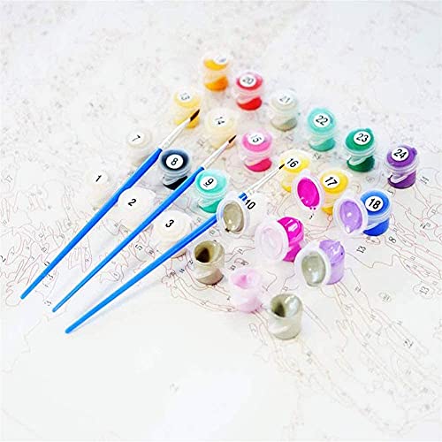 Pintar por números para adultos con marco, kit de pintura al óleo de bricolaje dibujo pinturas acrílicas con 3 pinceles y pinturas para niños principiantes-16 x 20 pulgadas