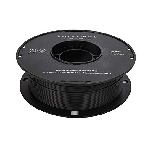 PLA Mate, TINMORRY PLA Filamento 1.75mm, Materiales de Impresión 3D Filamento 1 kg Spool, Matte Negro