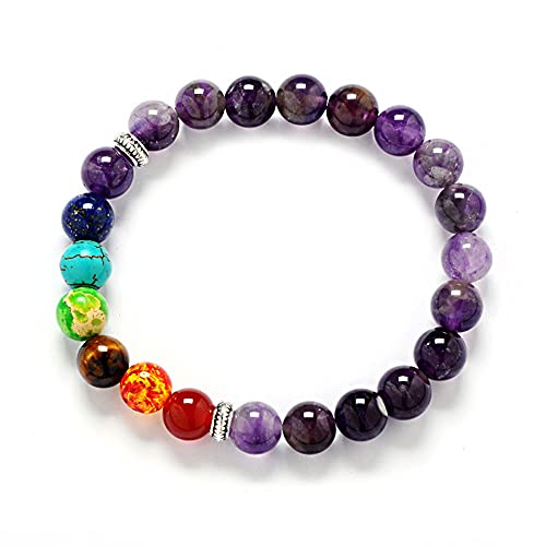 Plant Gift Pulsera de Lava, Beads Pulsera para Hombres Mujeres Pulsera de Yoga, Pulsera de Buda con Piedras Naturales de Lava y Ojo de Tigre y Ónix (Amethyst)