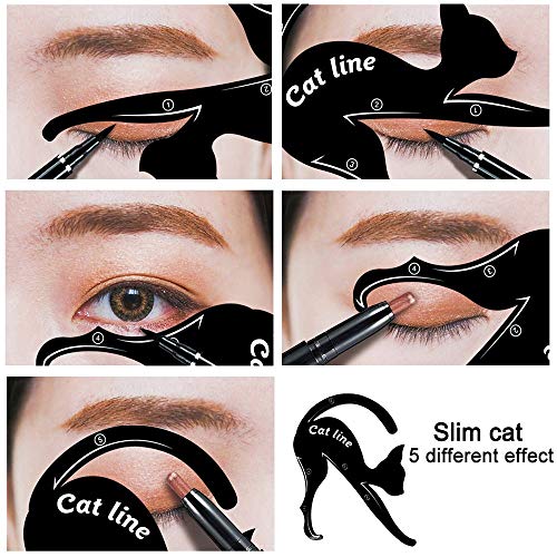 Plantillas para delineador de ojos de gato, material de PVC mate ahumado, aplicadores de sombra de ojos, plantilla de guía de sombra de ojos, 2 unidades