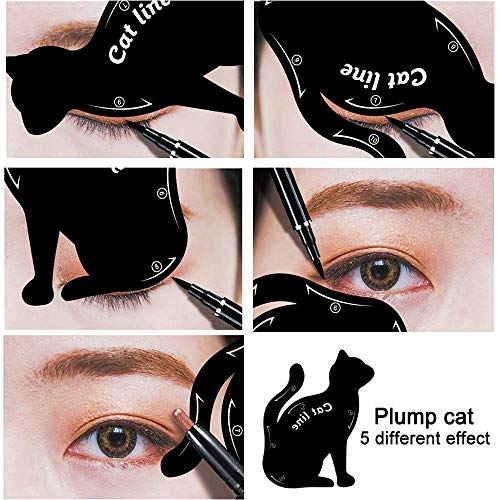 Plantillas para delineador de ojos de gato, material de PVC mate ahumado, aplicadores de sombra de ojos, plantilla de guía de sombra de ojos, 2 unidades