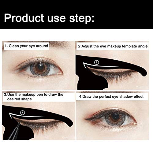 Plantillas para delineador de ojos de gato, material de PVC mate ahumado, aplicadores de sombra de ojos, plantilla de guía de sombra de ojos, 2 unidades