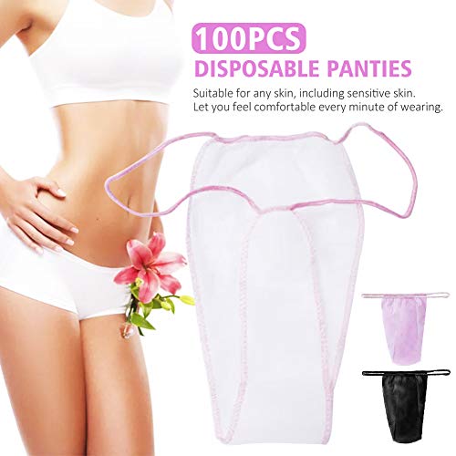 POHOVE 100 bragas desechables para mujer, spa, tanga, ropa interior, telas no tejidas, suaves para el spa de las mujeres (blanco, tamaño: tamaño libre)