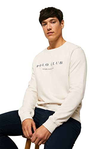 POLO CLUB Sudadera Orgánica Beige de Cuello Redondo