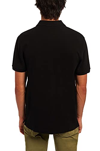 Polo Negro Piqué para Hombre con Logo Bordado