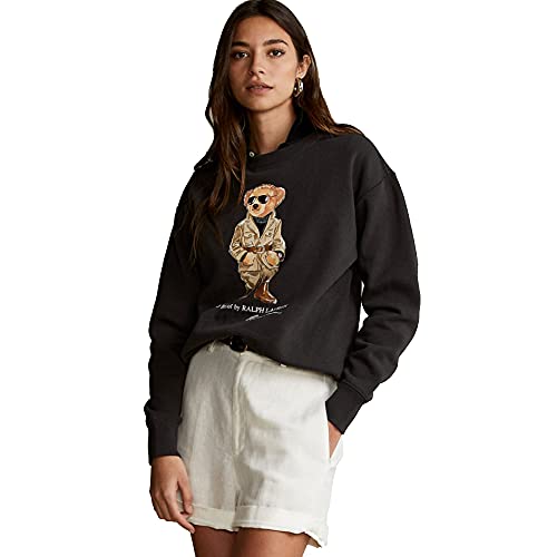 Polo Ralph Lauren Sudadera para Mujer Polo Bear (S, Black)