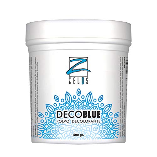 Polvo Decolorante Azul - 500gr - Cabellos Grises y Blancos - Decoloración de Uso Profesional - Suave Aroma a Polvo de Talco - ZELOS DECOBLUE