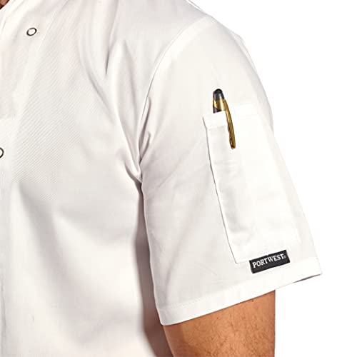 Portwest Chaqueta de Chef Cumbria, Color: Blanco, Talla: XL, C733WHRXL