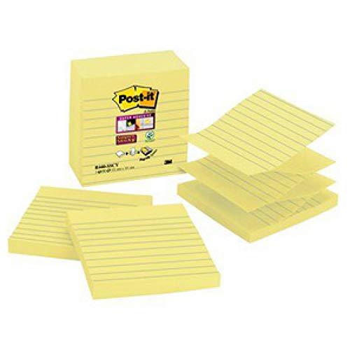 Post-it Super Sticky - Z-Notas, color Canary Yellow con líneas, 90 hojas/bloc